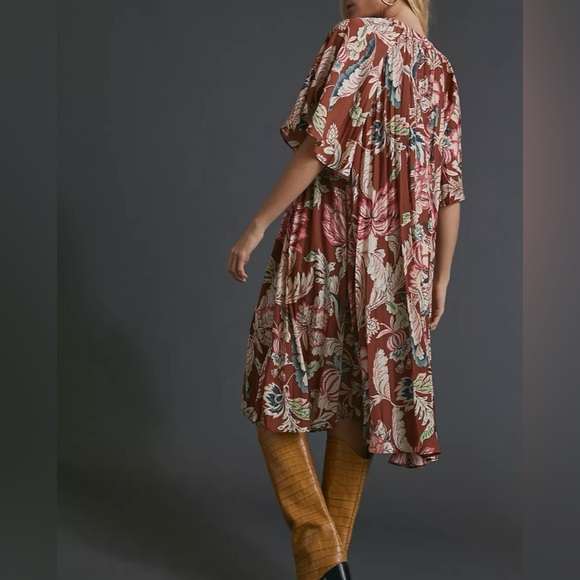 Anthropologie Red and Pink Ruffled Tiered Midi Sundress - Picture 2 of 9